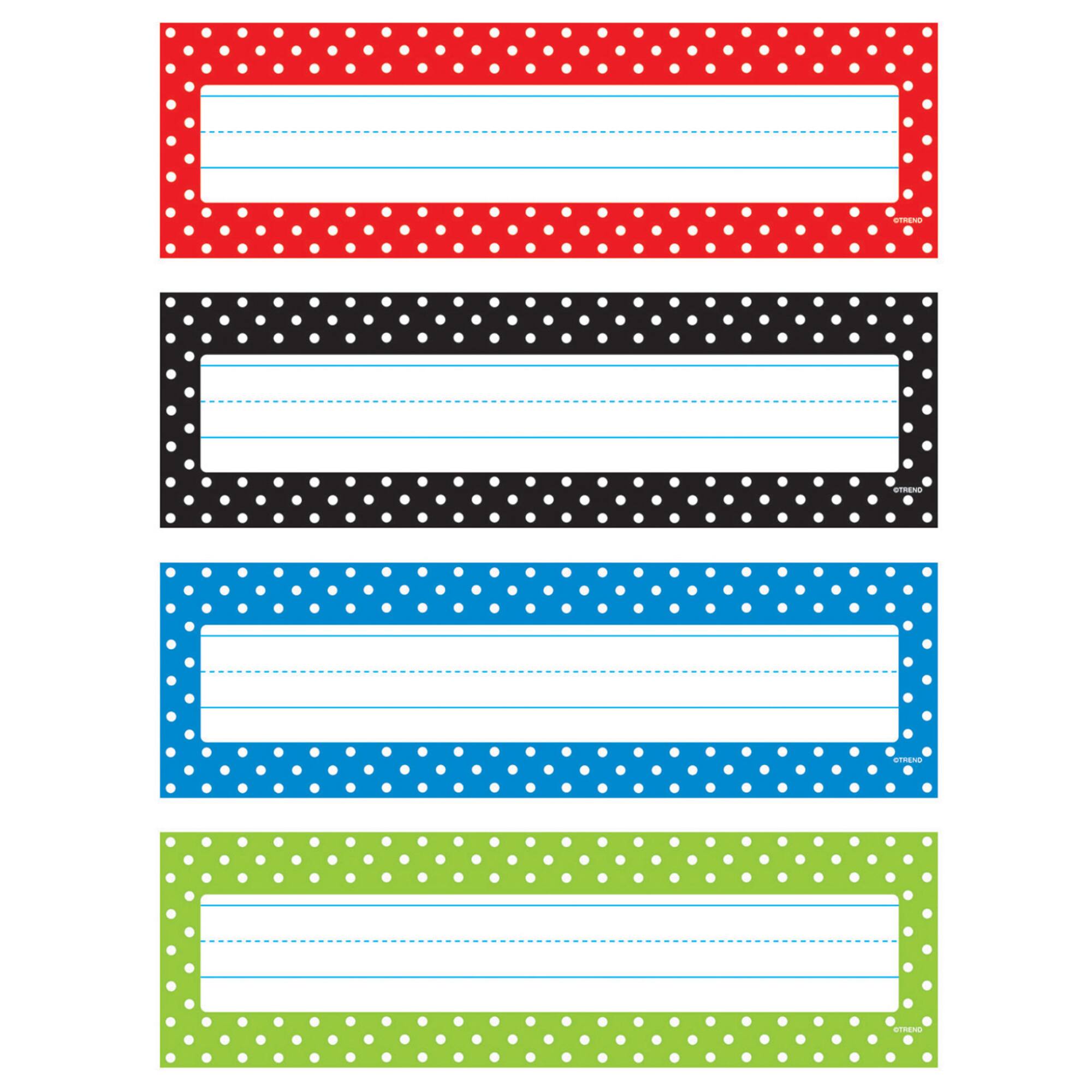 Trend Enterprises® Polka Dots Desk Toppers® Name Plates, 6 Packs of 32